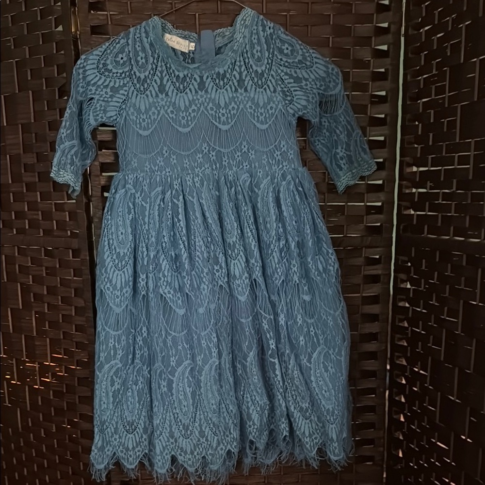 Trish Scully Child Bella Rafaella Carolina Cornflower Blue Lace Dress size 6 - Picture 2 of 5